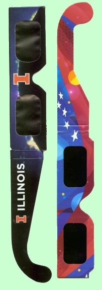 The 2 types of eclipse glasses we had, U of I & CFD provided